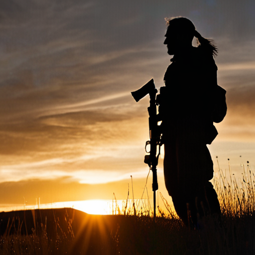 Brian, standing tall and resolute on the outskirts of Blackfoot, his figure silhouetted against the setting sun as he sets off on his critical mission.