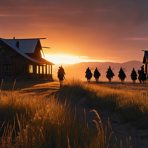 The warriors' silhouettes receding in the distance, the town of Blackfoot glowing softly under the setting sun, the end of a chapter and the promise of new beginnings.