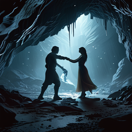 Eira and the beast are immersed in a dazzling dance of magic, their energies clashing and illuminating the cavernous insides of the cave.