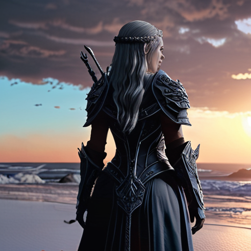 Eira, standing tall and resolute as the Shadows retreat from Avalon, a new dawn breaking on the horizon.