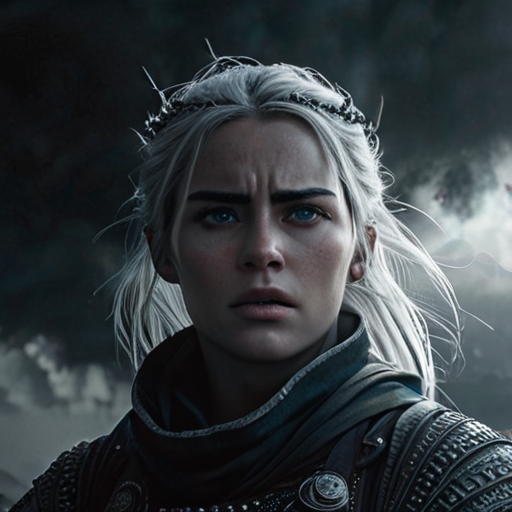 Eira, standing tall and determined, her eyes glinting with newfound resolve, as Moros, angered, dissipates into a cloud of darkness, leaving a chilling threat lingering in the air.