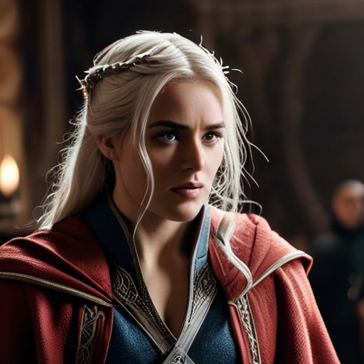 Eira, standing firm with a spark of rebellion in her eyes, fires back a retort at Merlin during a tense teaching session.